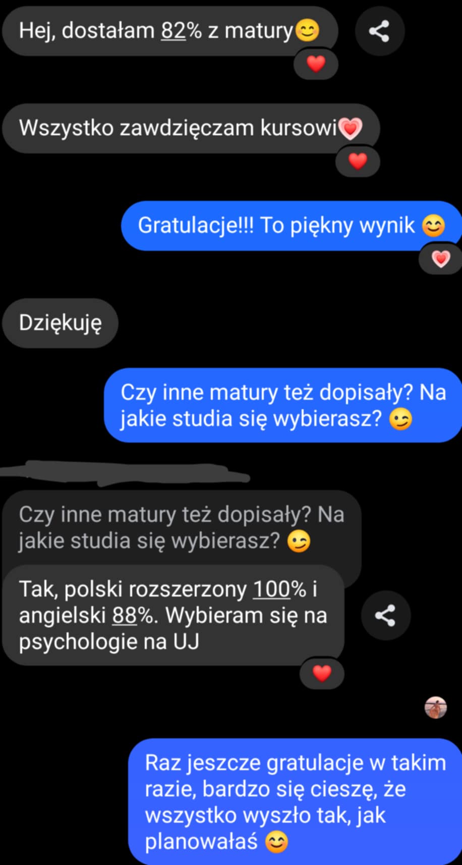 Wiadomość z Messengera – opinia kursanta