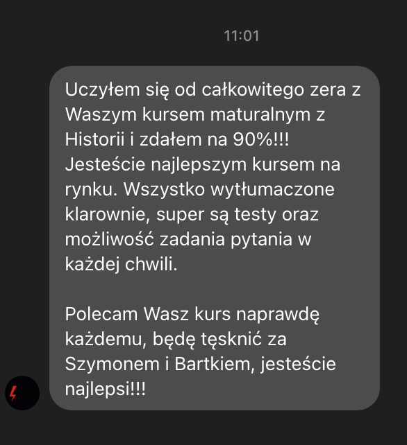Wiadomość z Messengera – opinia kursanta