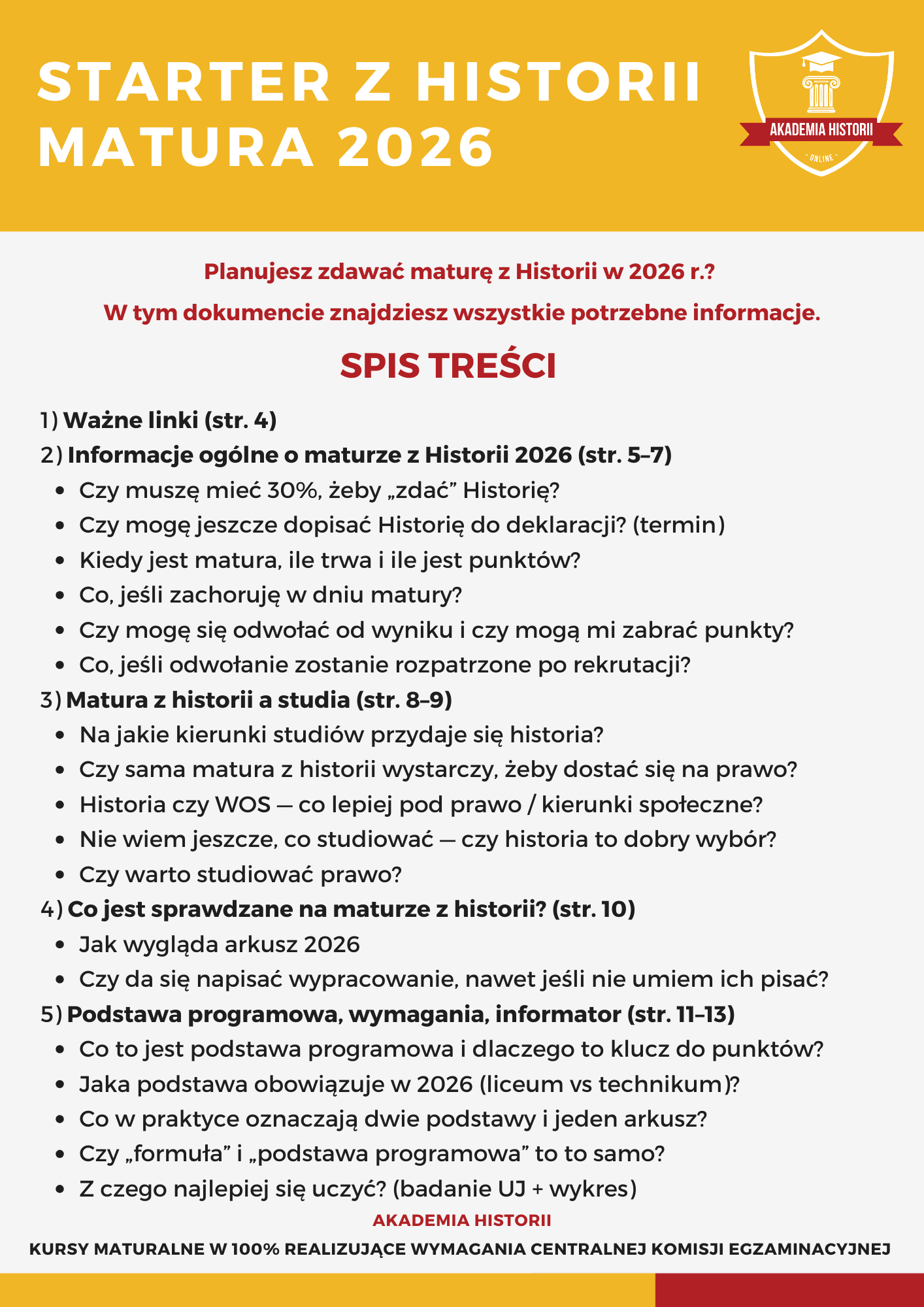 Informacje i zasady matury z WOS-u 2026