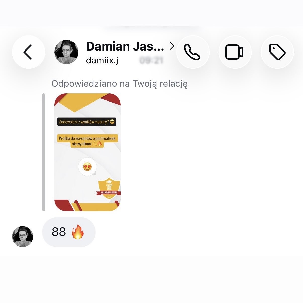 Opinia Akademia Historii — Damian, 88% z historii