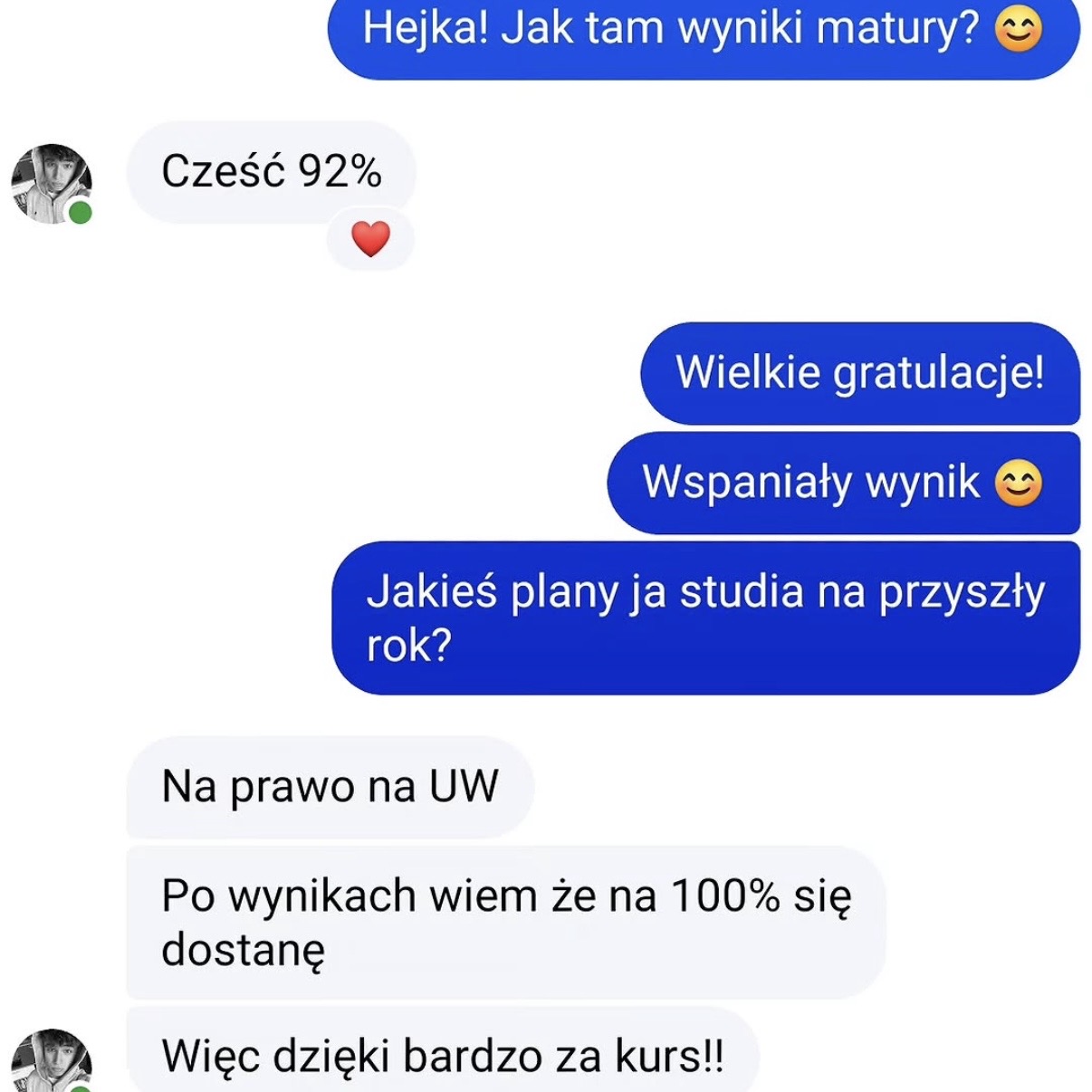 Opinia Akademia Historii — kursant, 92% z historii, prawo na UW