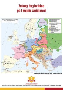 Strona z mapą zmian terytorialnych po I wojnie światowej