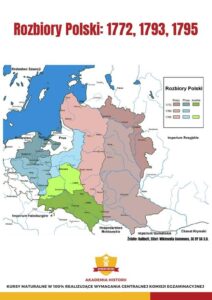 Strona z mapą rozbiorów Polski